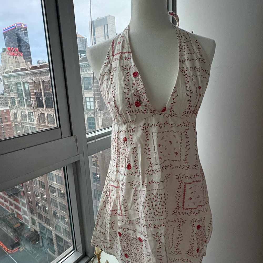 Hollister Halter Mini Dress with Red Rose print